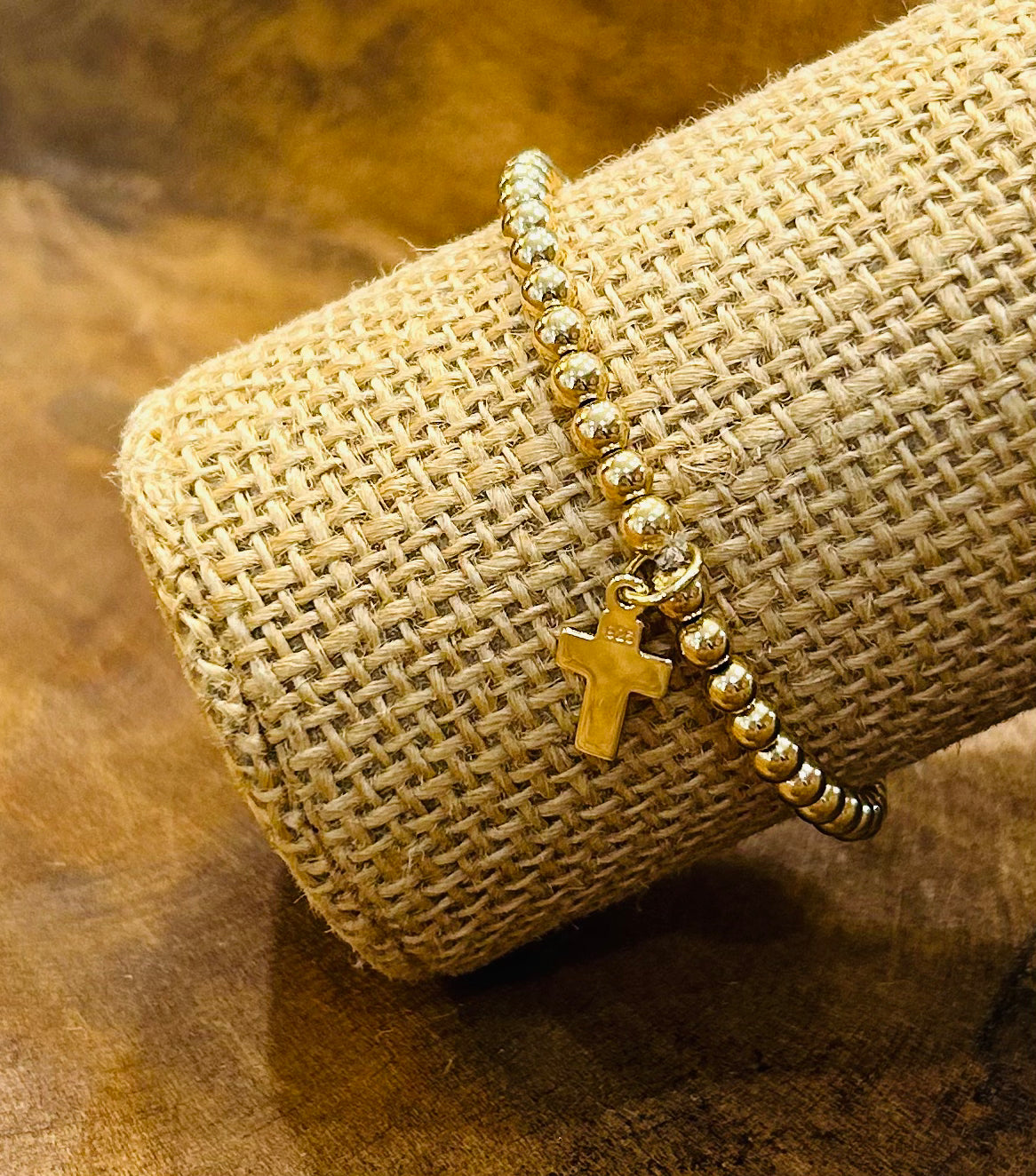PURPLESKY GOLD BALL BEAD STRETCH BRACELET