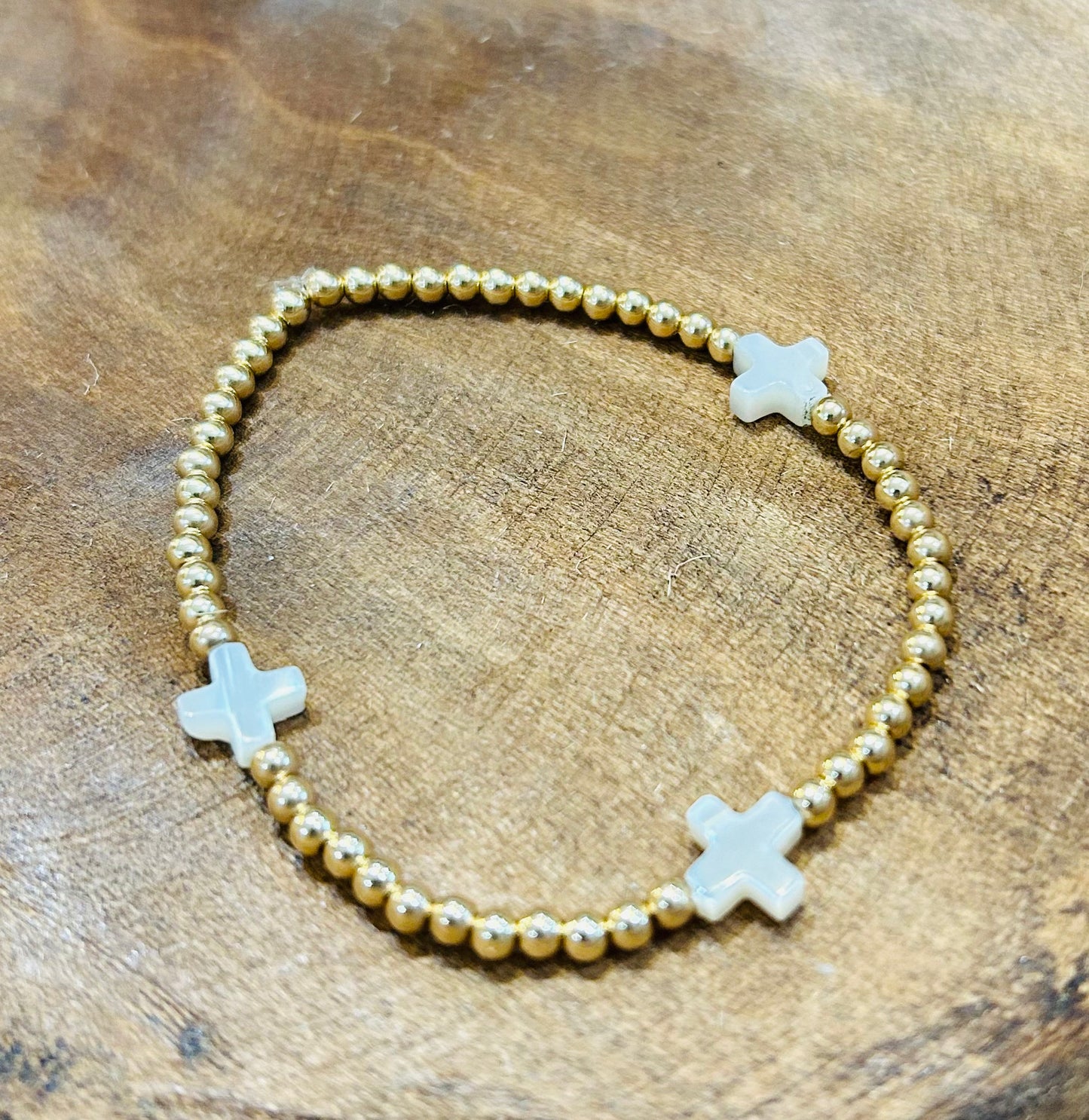 PURPLESKY GOLD BALL BEAD STRETCH BRACELET