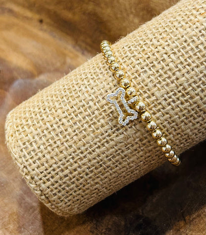 PURPLESKY GOLD BALL BEAD STRETCH BRACELET