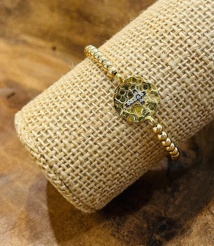 PURPLESKY GOLD BALL BEAD STRETCH BRACELET