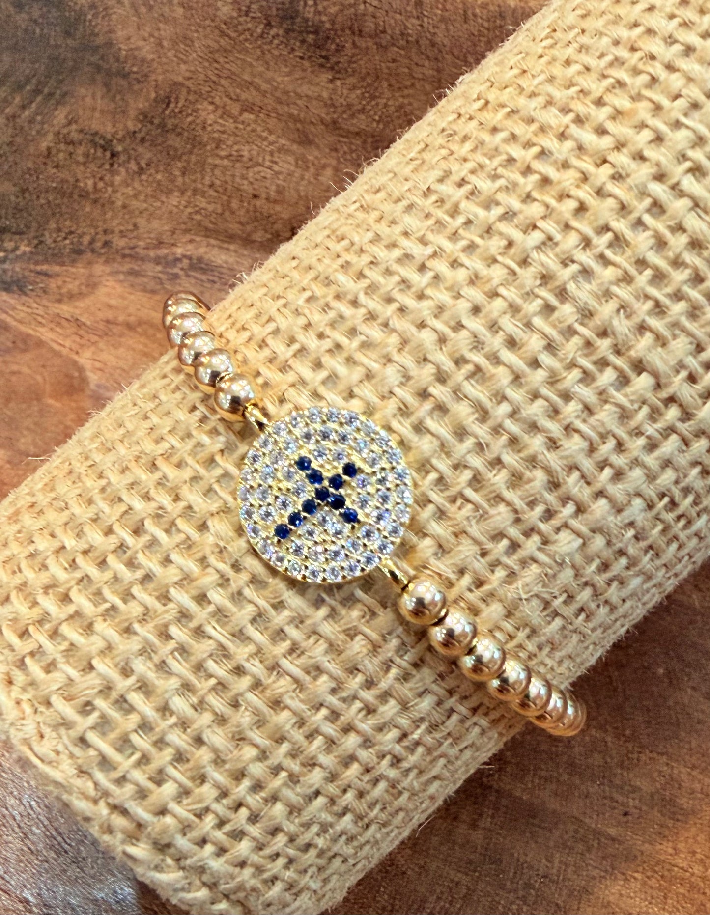 PURPLESKY GOLD BALL BEAD STRETCH BRACELET