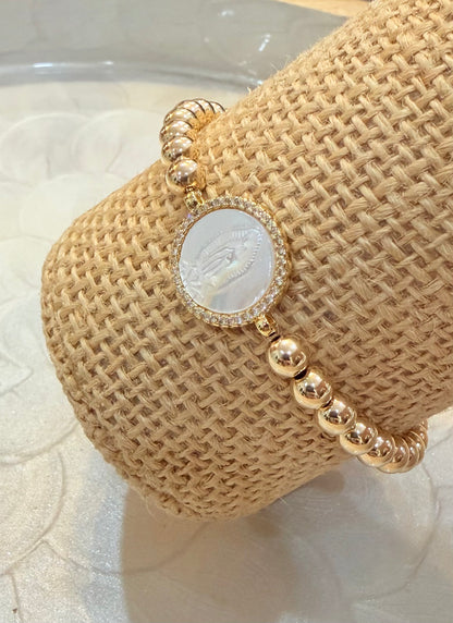 PURPLESKY GOLD BALL BEAD STRETCH BRACELET