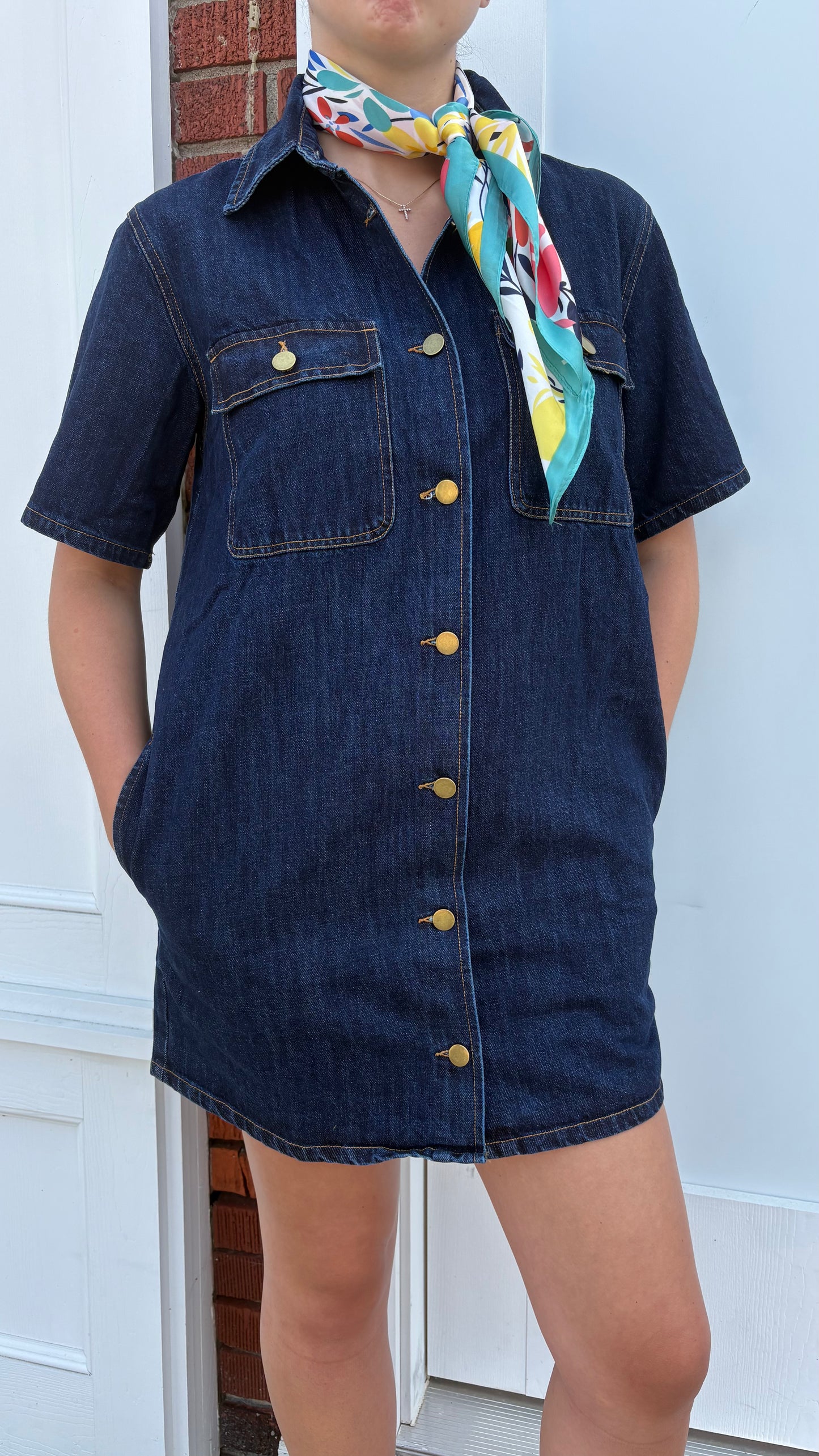 OLIVACEOUS REESE DENIM SHIRT DRESS