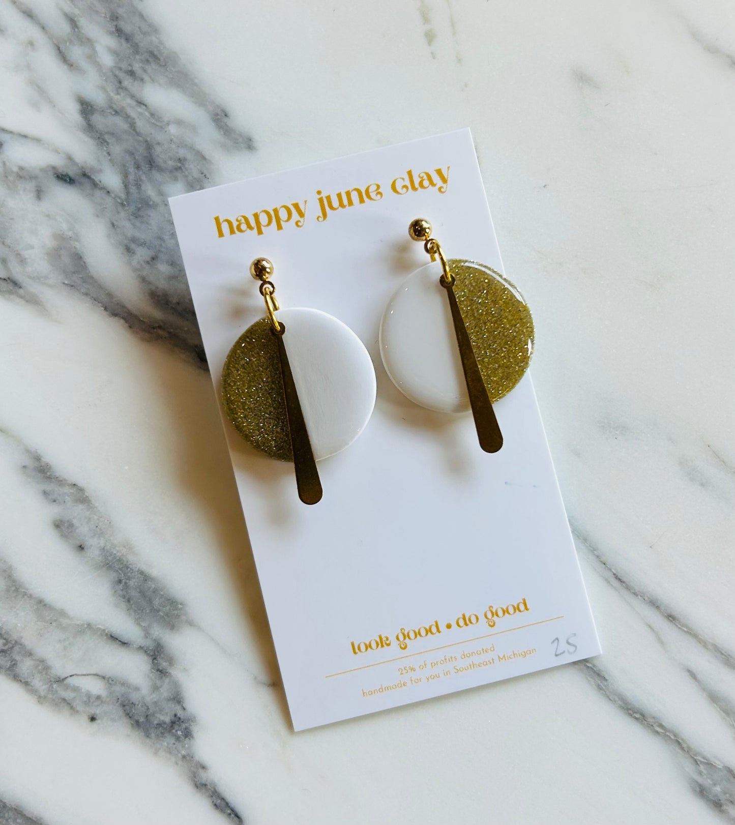 HAPPY JUNE CLAY TWO-TONE DANGLE EARRINGS