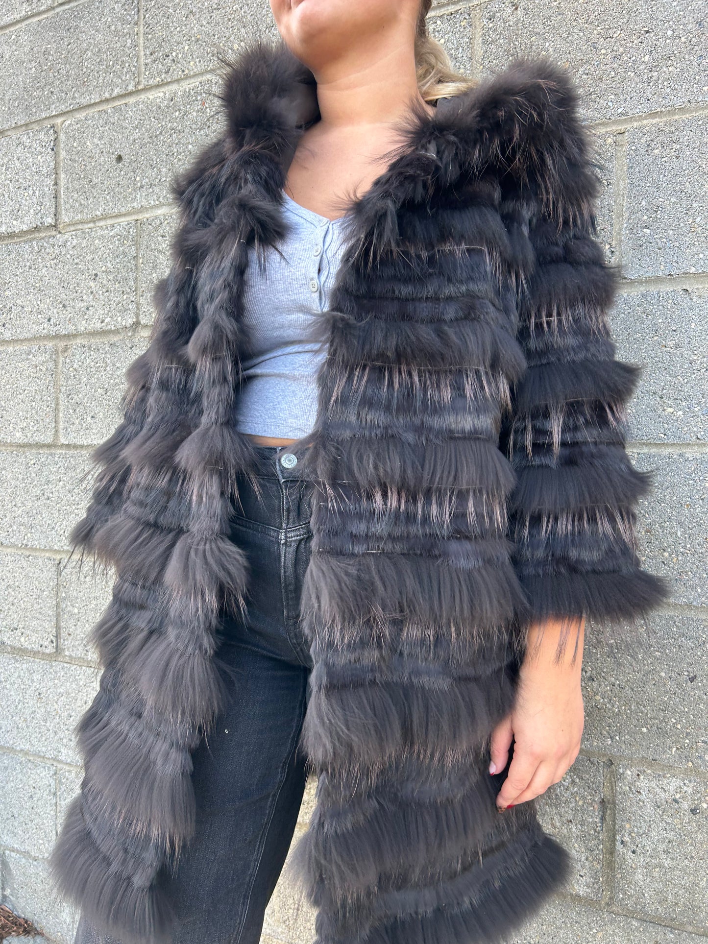 LINDA RICHARDS REX RABBIT FUR COAT