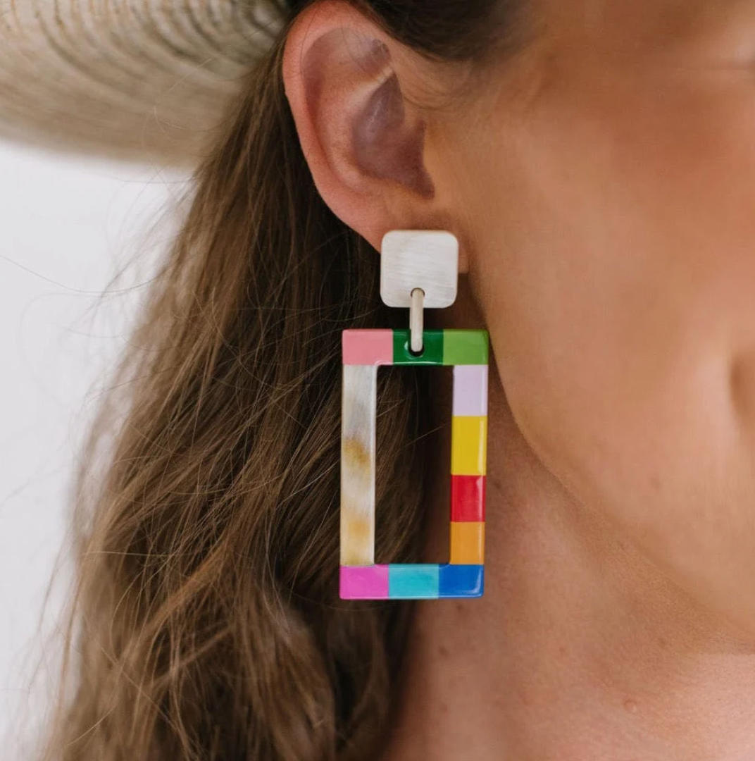SUNSHINE TIENDA RAINBOW COLORBLOCK EARRINGS