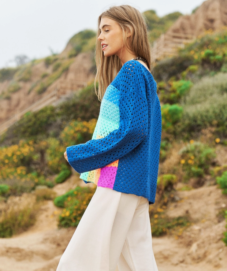 DAVI & DANI BLOCK KNIT SWEATER