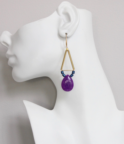 DAVID AUBREY BLUE AND PURPLE GEO EARRINGS