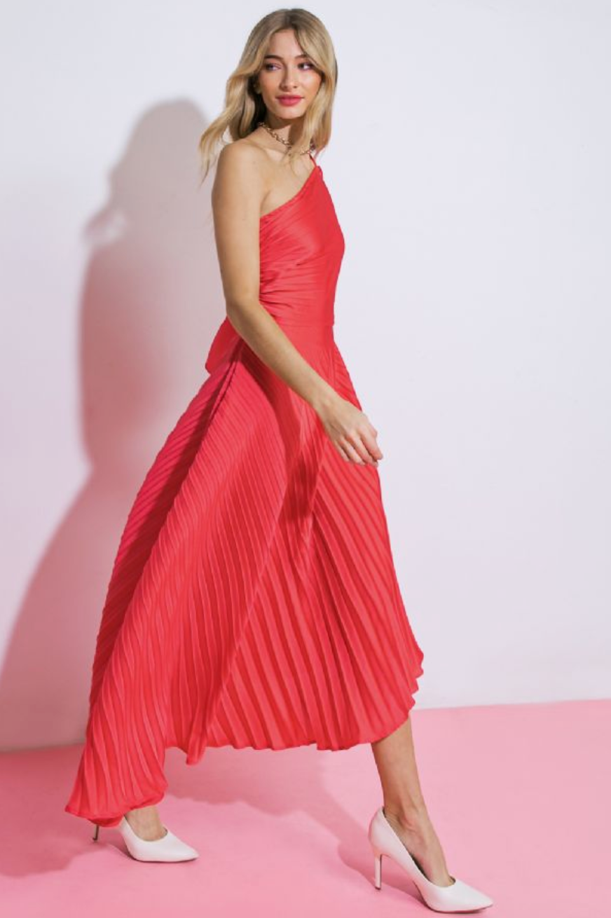 FLYING TOMATO SOLID WOVEN MIDI DRESS
