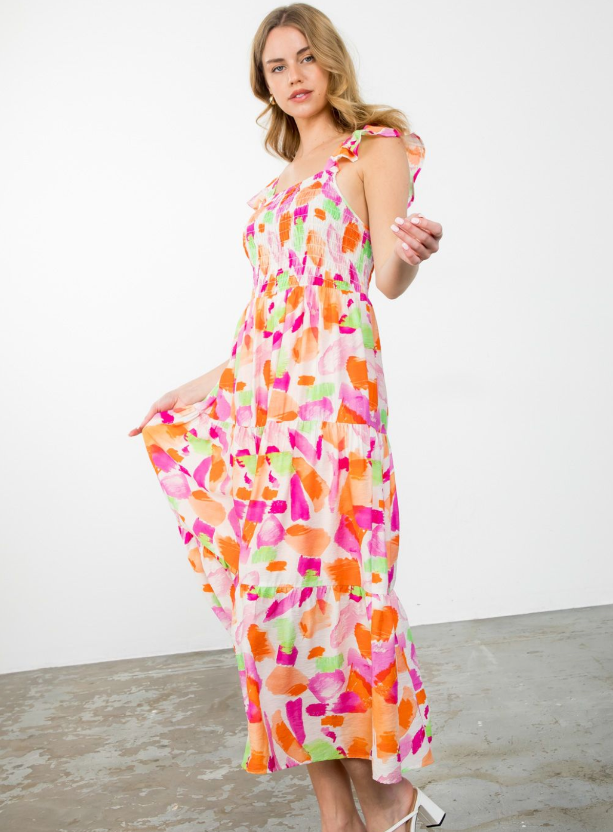 THML SMOCKED MAXI DRESS SHIFT THML SMOCKED MAXI DRESS SHIFT