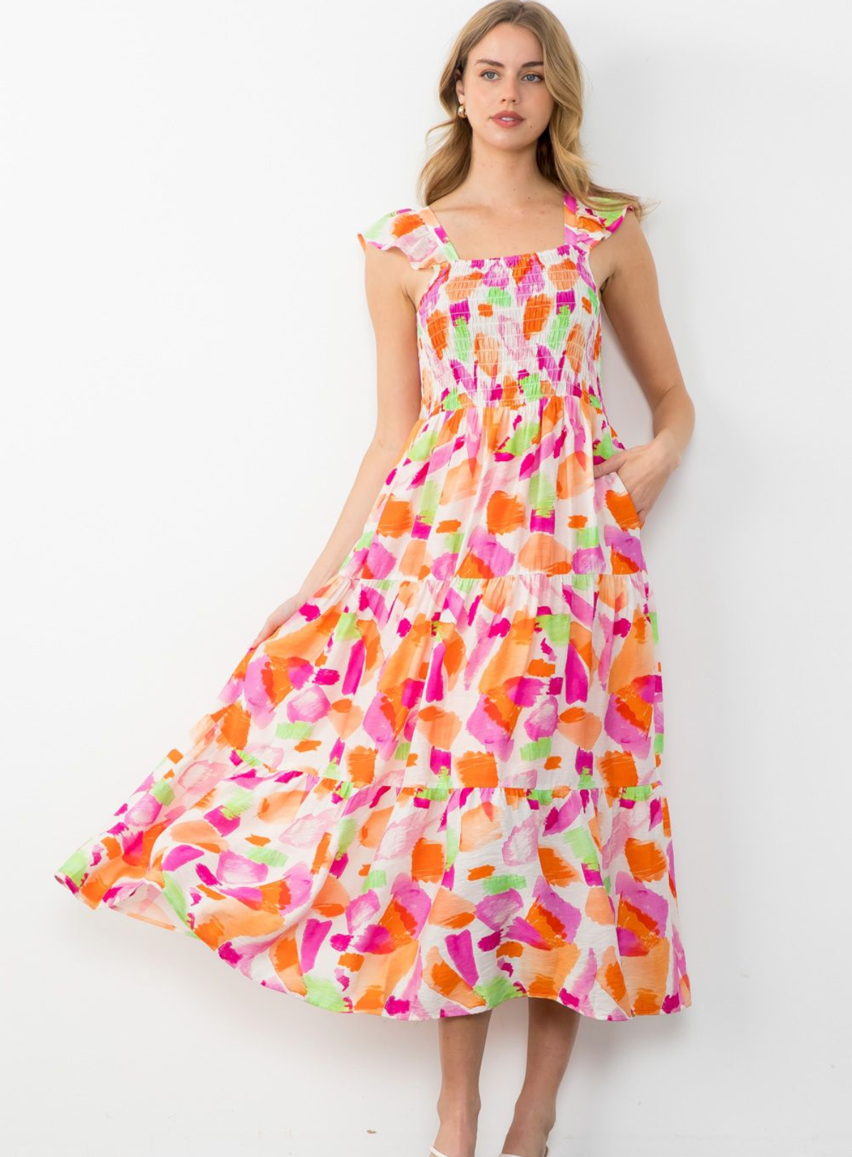 THML SMOCKED MAXI DRESS THML SMOCKED MAXI DRESS