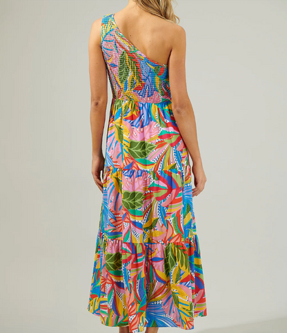 SUGARLIPS NEW GUINEA SMOCKED ONE SHOULDER DRESS