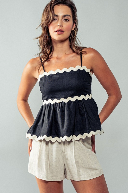FASHION WEEK RIC RAC PEPLUM TANK