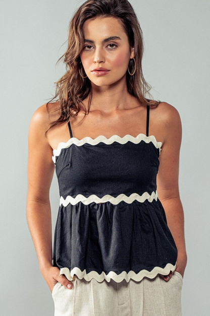 FASHION WEEK RIC RAC PEPLUM TANK