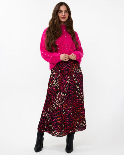 ESQUALO FLORAL PRINT PLEATED SKIRT