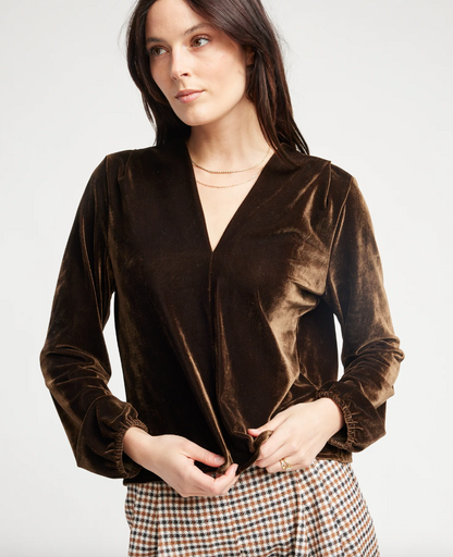 SELF CONTRAST BLAKELY V NECK BLOUSE