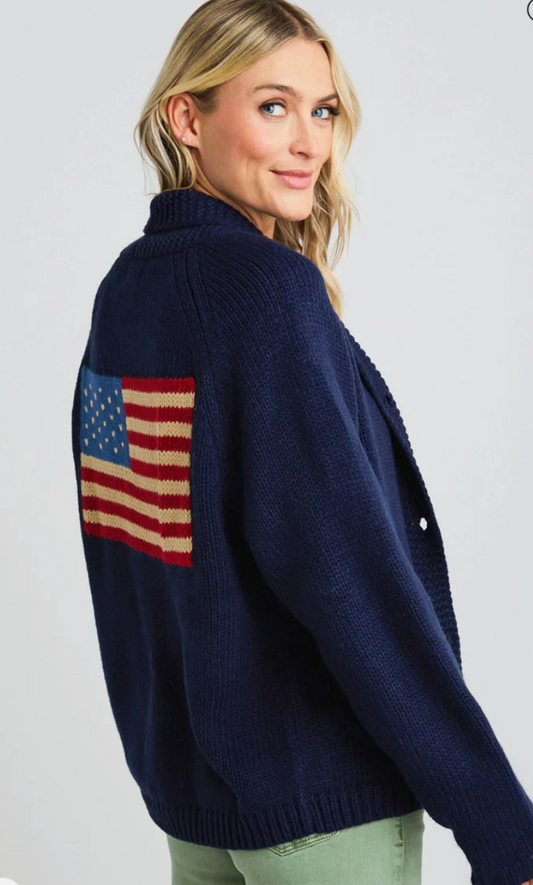 PINK PINEAPPLE AMERICAN FLAG SWEATER