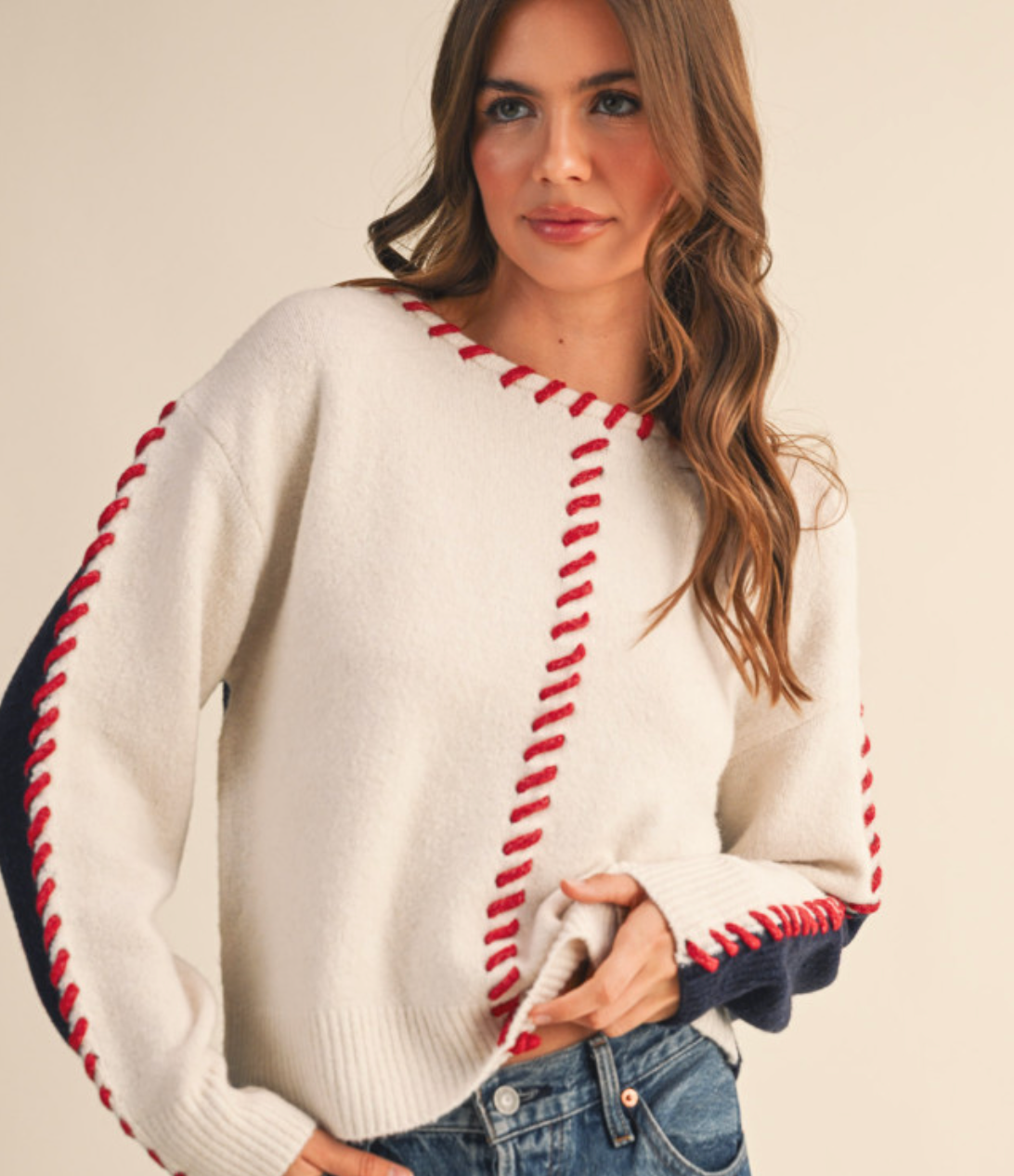 &MERCI BRIE WHIPSTITCH SWEATER