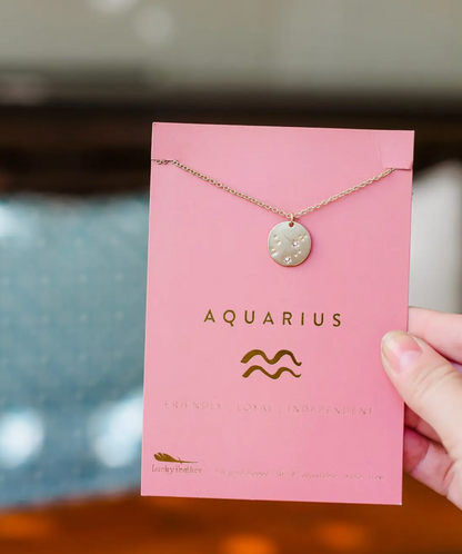 LUCKY FEATHER ZODIAC NECKLACE