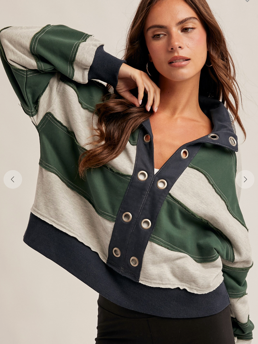 HEM & THREAD GREEN BEAN CROP PULLOVER