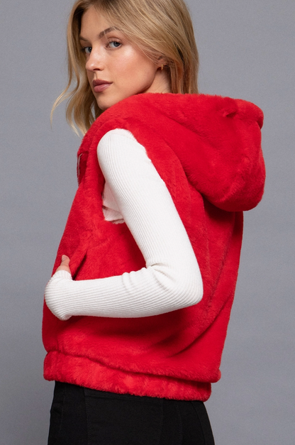 ACTIVE B BIG RED FAUX FUR VEST