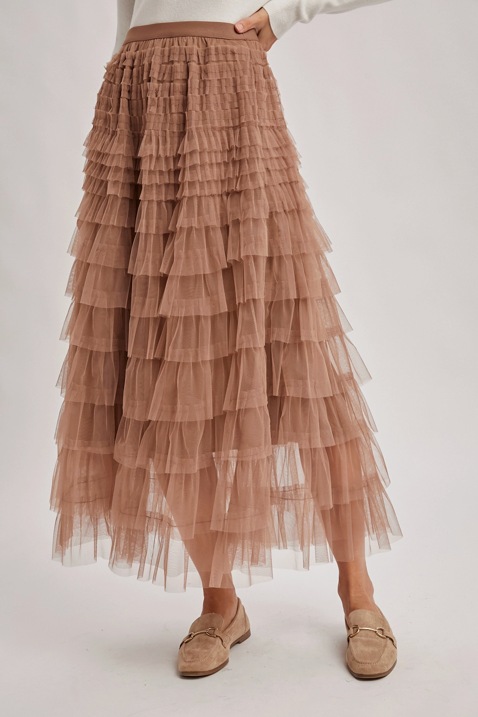 BLUIVY TULLE MIDI SKIRT