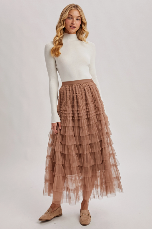 BLUIVY TULLE MIDI SKIRT