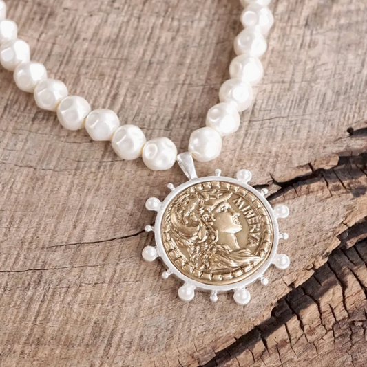 PENNYLINE PEARL COIN NECKLACE