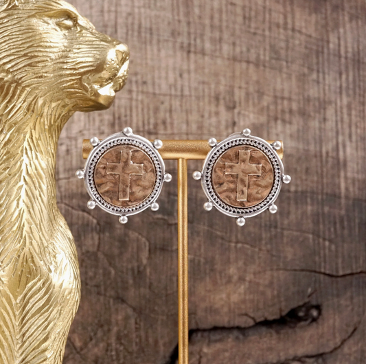 PENNYLINE CROSS EARRINGS