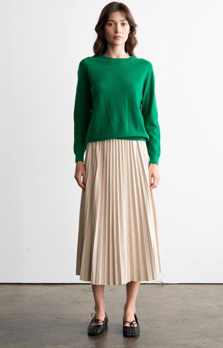 ELLE GREY PLEATED MIDI SKIRT