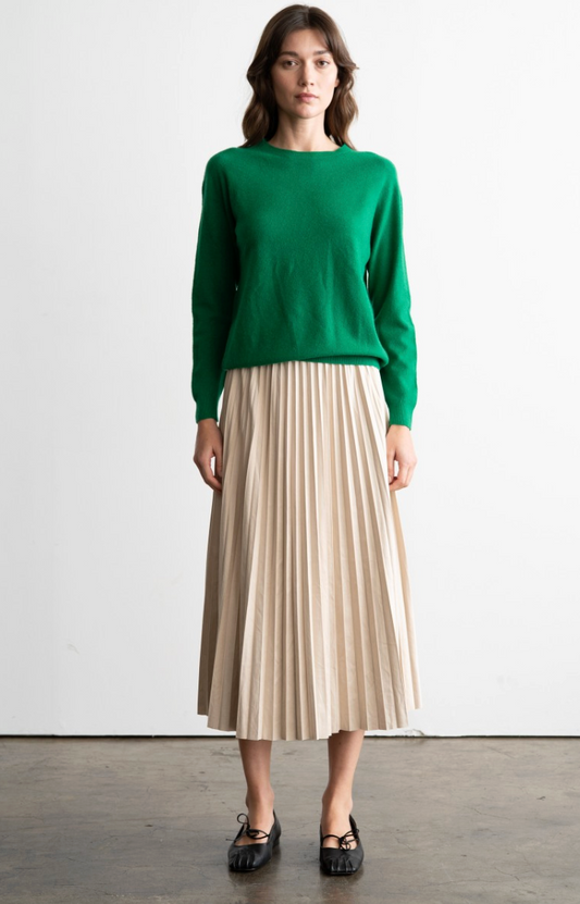 ELLE GREY PLEATED MIDI SKIRT