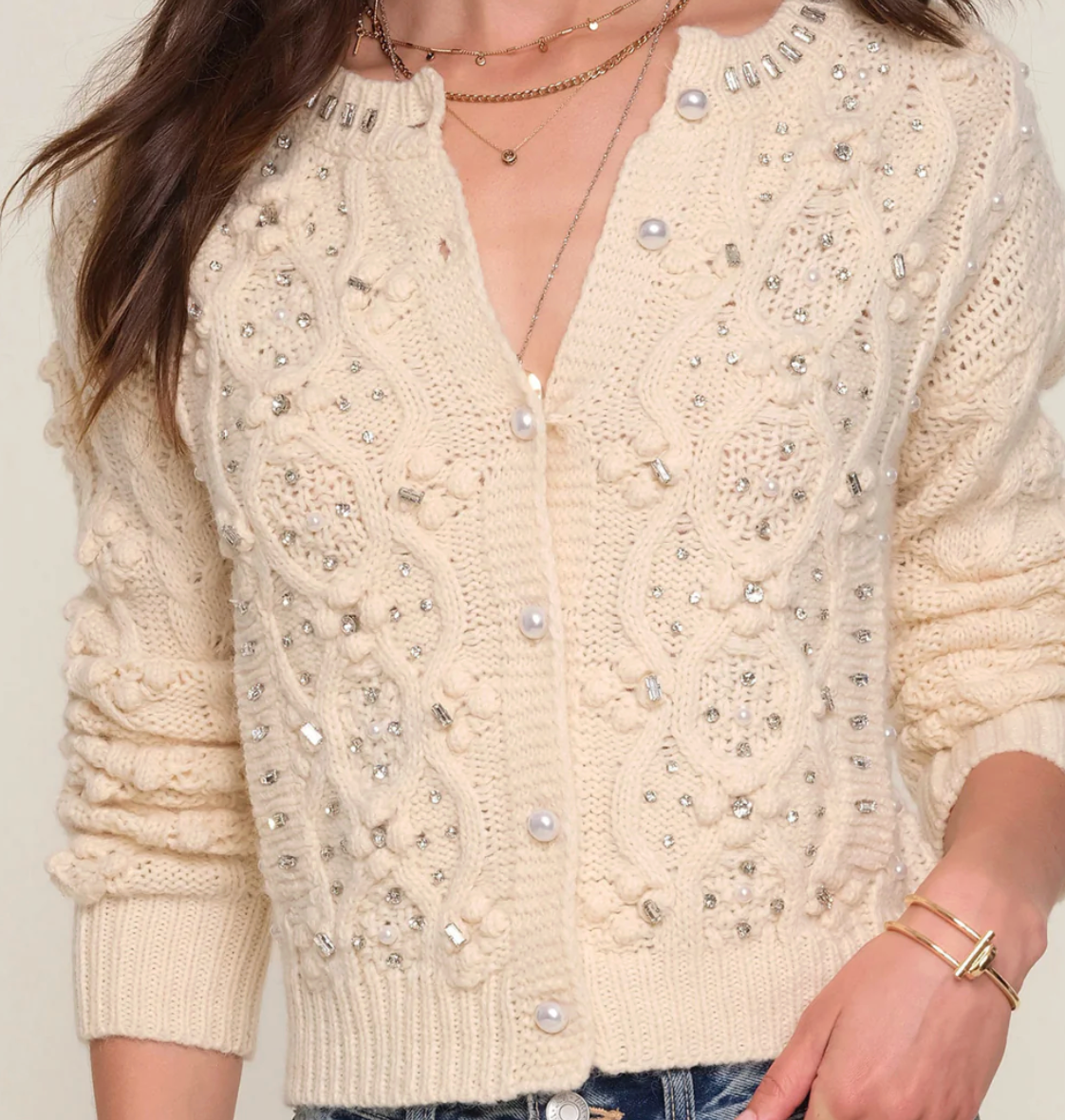 HEARTLOOM FROSTED PEARL CARDIGAN