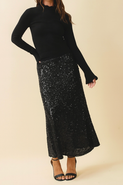 AEMI+CO DARK DAZZLE MIDI SKIRT