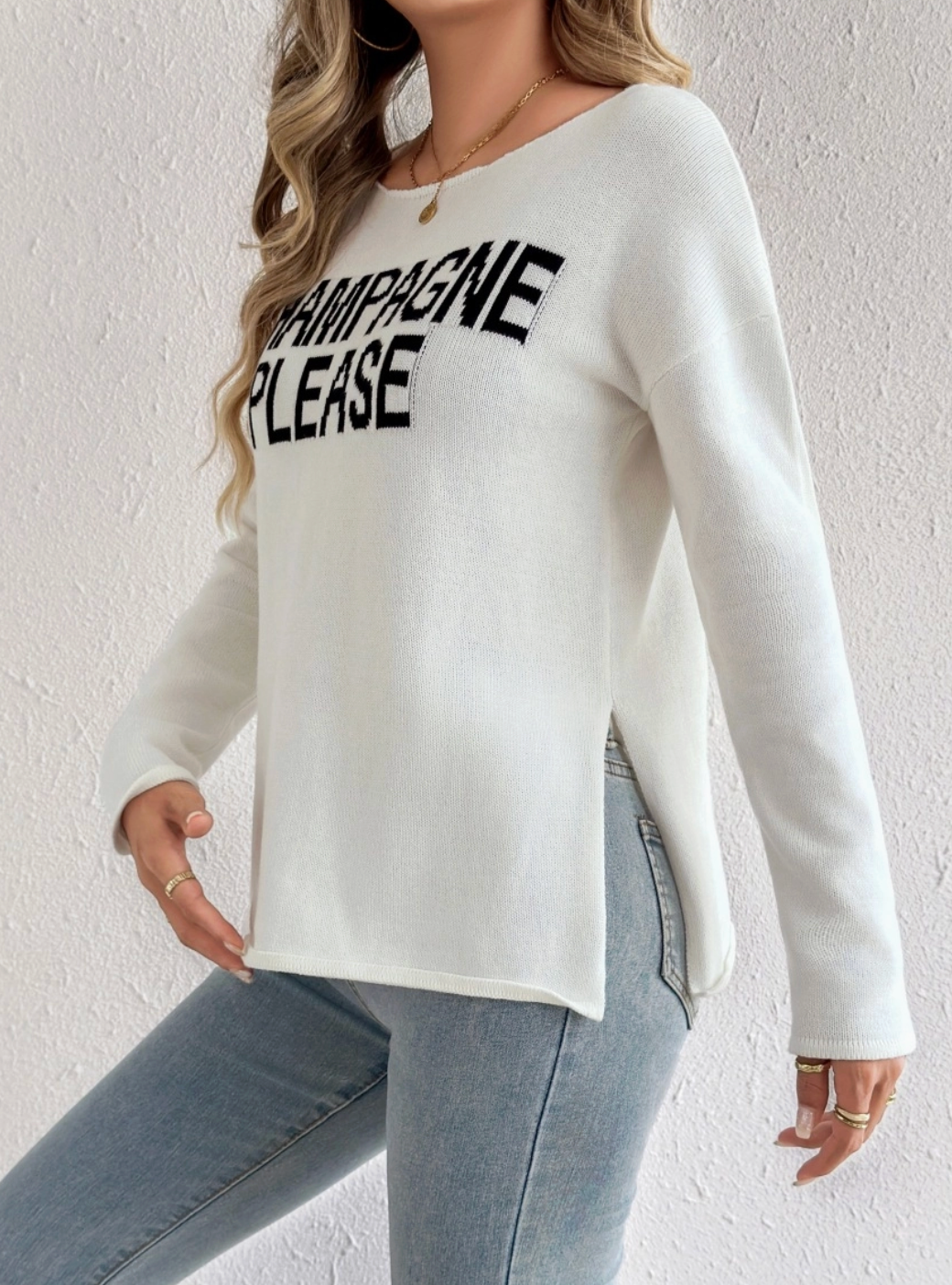 ROSA CLOTHING CHAMPAGNE PLEASE SWEATER