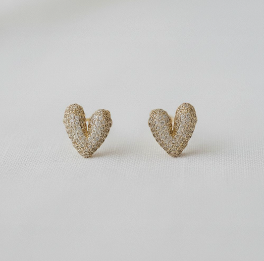 ELLEMADERA BLING HEART EARRINGS