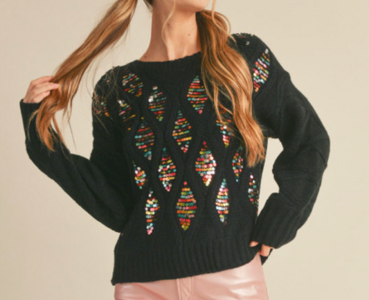 &MERCI HOLIDAY SEQUIN SWEATER