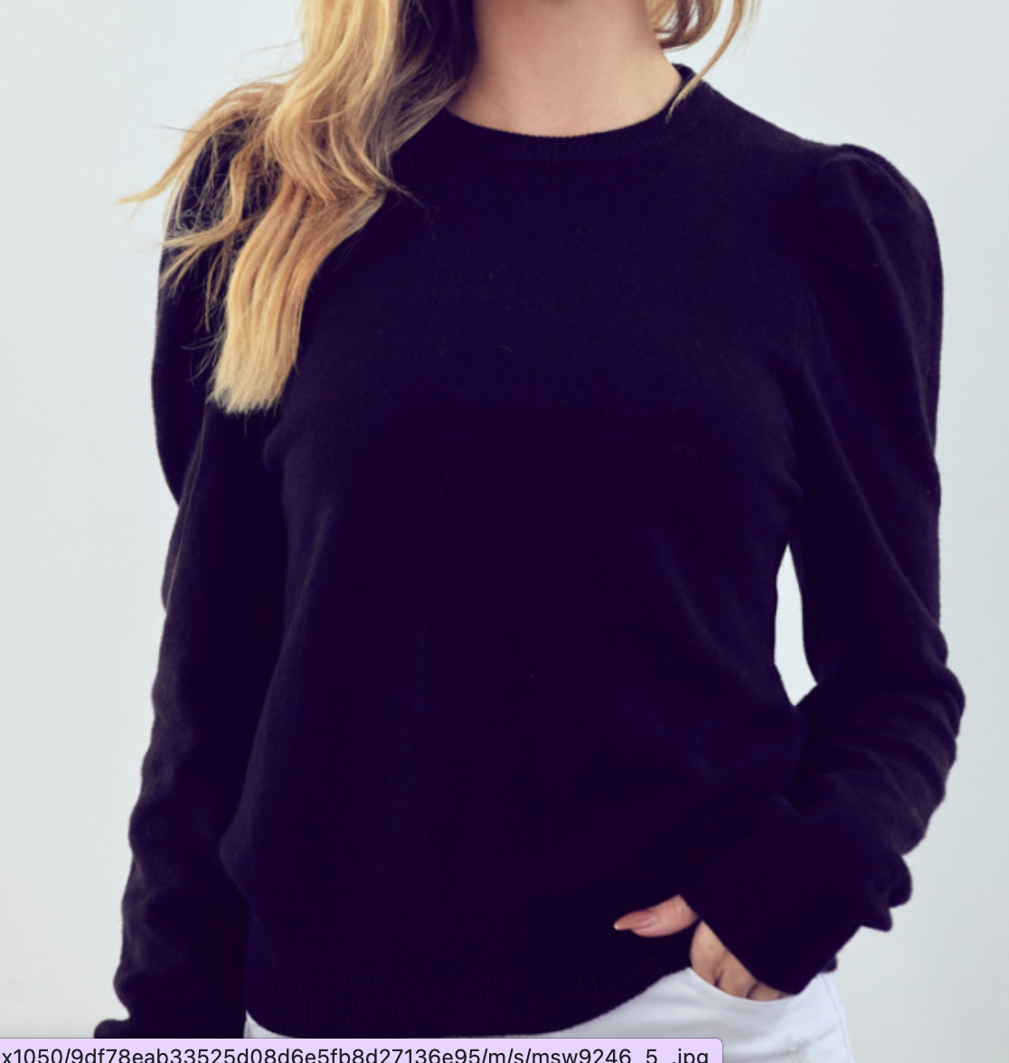 &MERCI PRETTY PUFFER SLEEVE SWEATER