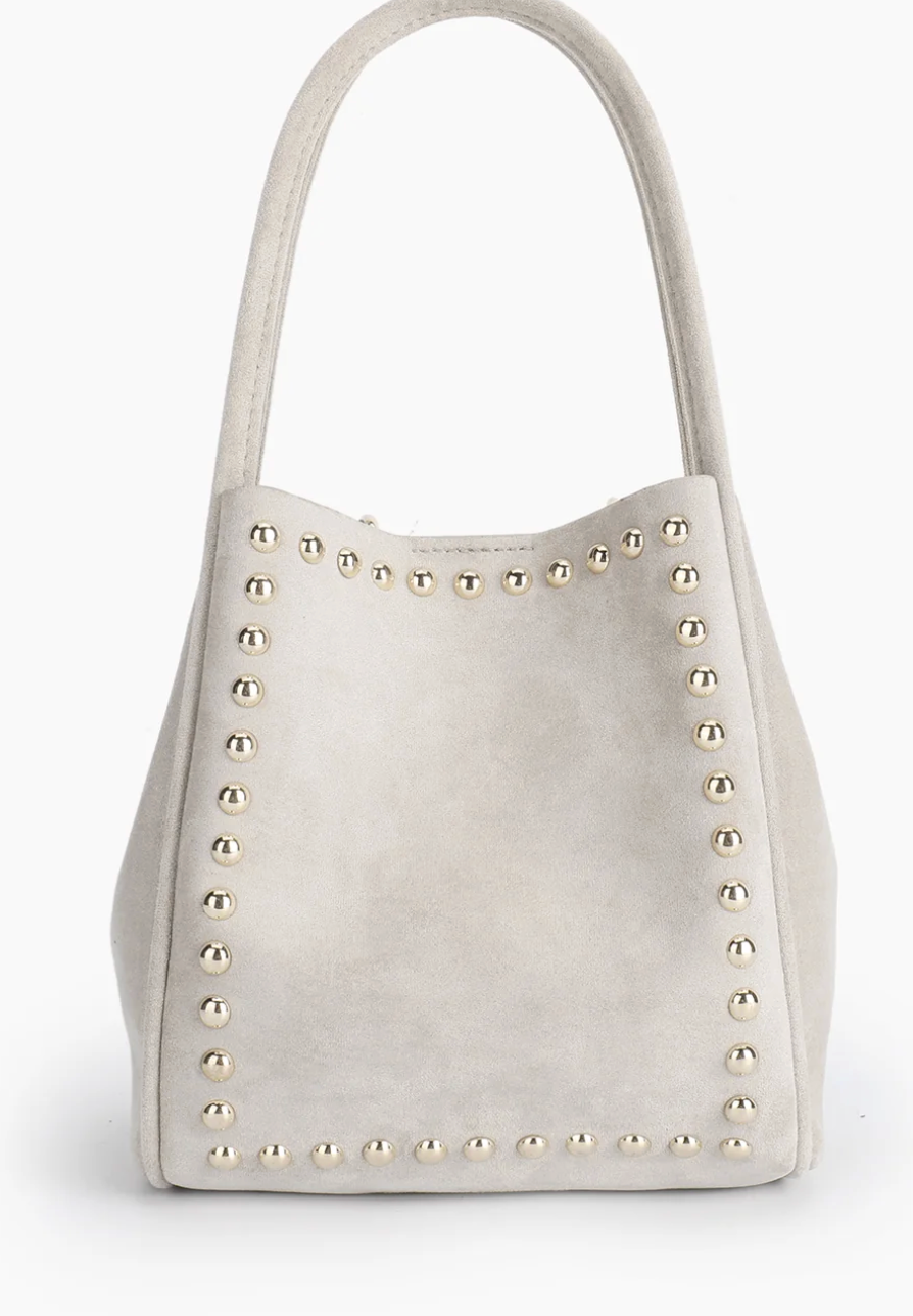 REMI/REID IVORY STUD MINI TOTE