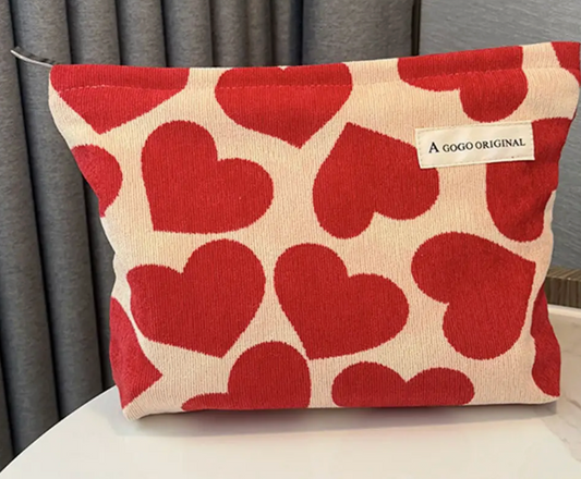 ACCITY CORDUROY HEART MAKEUP BAG