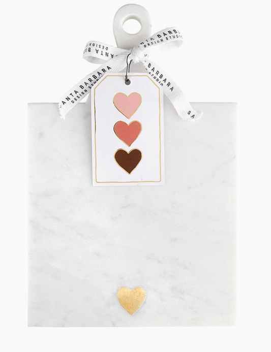SANTA BARBARA HEART MARBLE SERVING BOARD