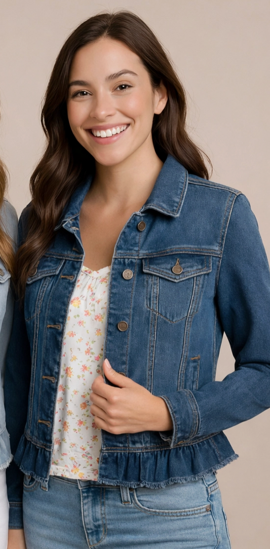 PINE APPAREL PENNY PEPLUM DENIM JACKET