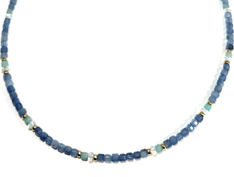 RACHEL NATHAN SANTA MARIA AQUAMARINE & AMAZONITE NECKLACE