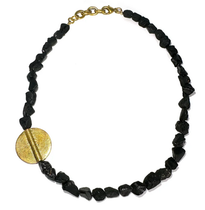 RACHEL NATHAN RAW SPINEL & BRASS MEDALLION