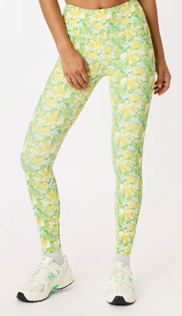 CREAM YOGA RIBBED PANTS