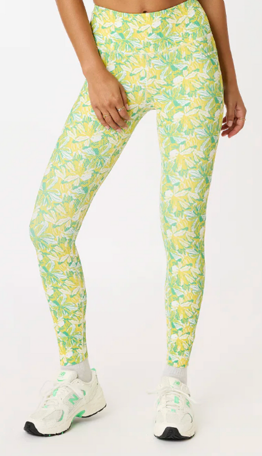 CREAM YOGA RIBBED PANTS