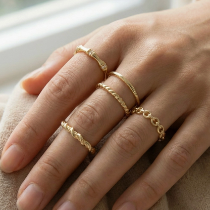 ANARCHY STREET GOLD BAND RING SET