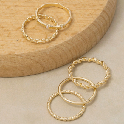 ANARCHY STREET GOLD BAND RING SET