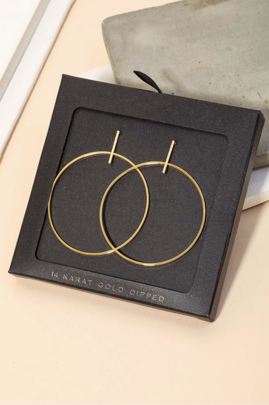 SECRET BOX THIN GOLD HOOP EARRING