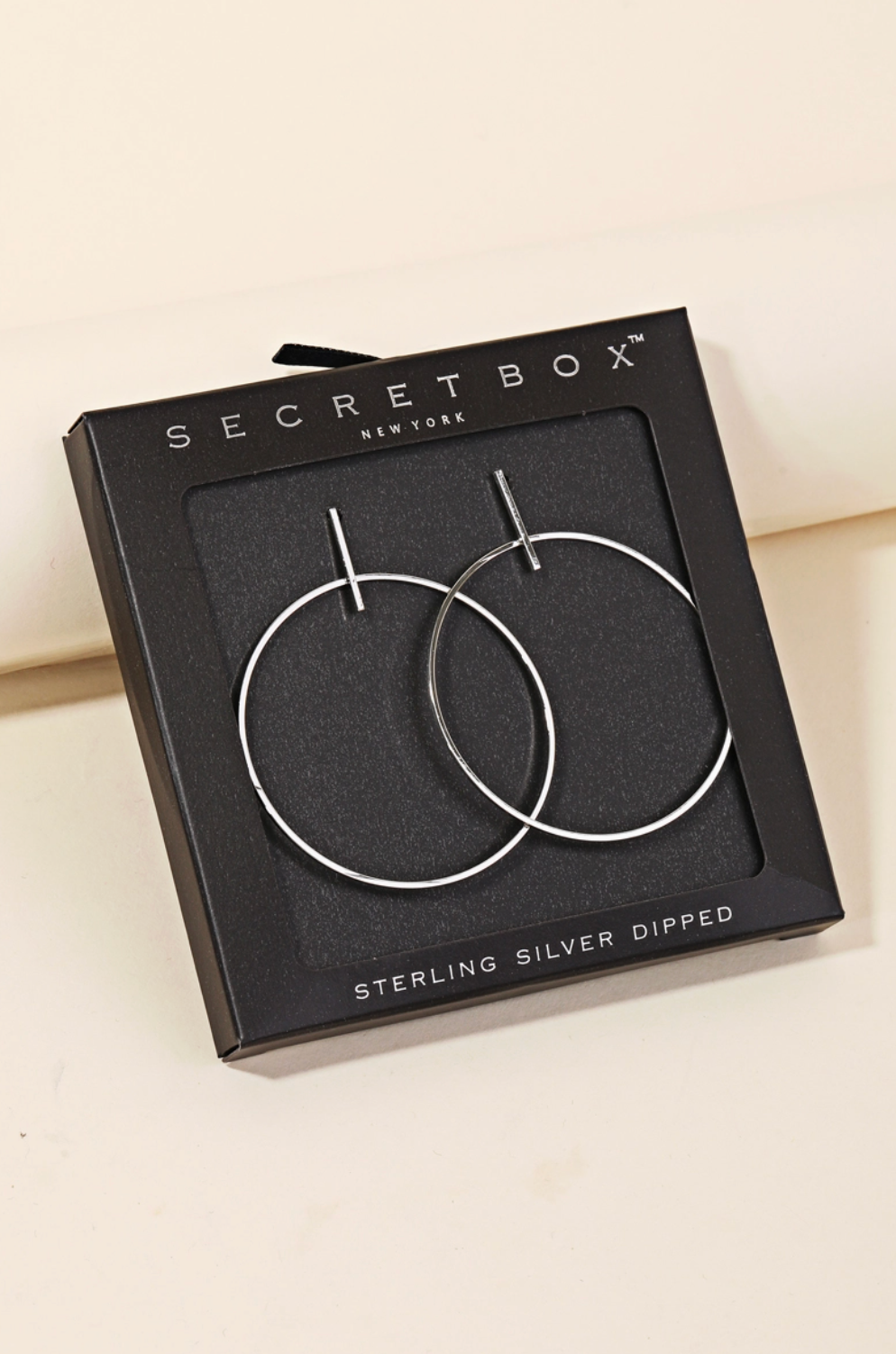 SECRET BOX THIN GOLD HOOP EARRING