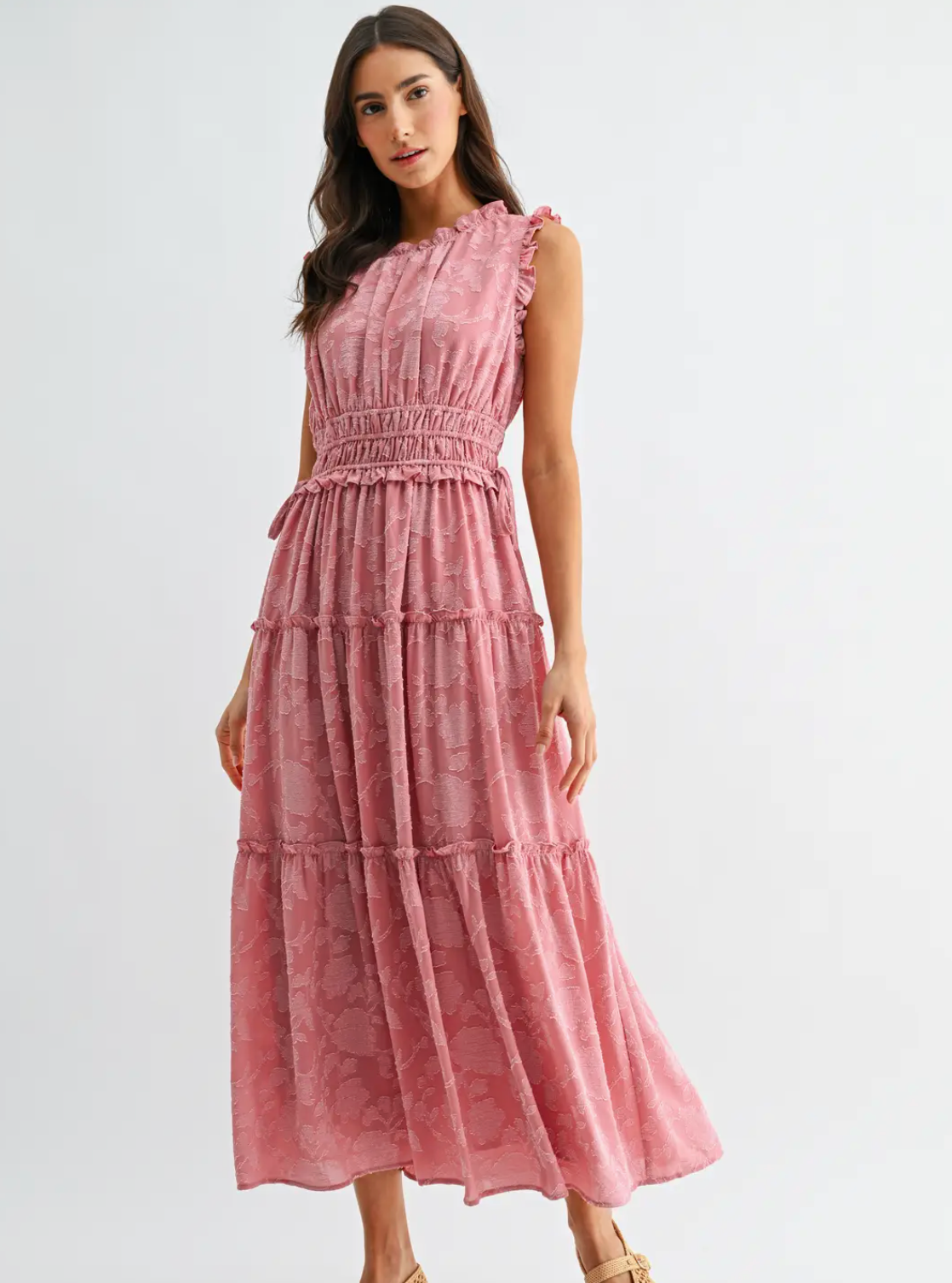 CAMELLIA DUSTY PETAL MIDI DRESS